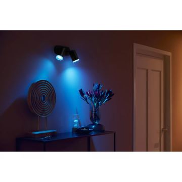 Philips - LED RGBW Точковий світильник з регулюванням яскравості Hue FUGATO 2xGU10/4,2W/230V 2000-6500K чорний