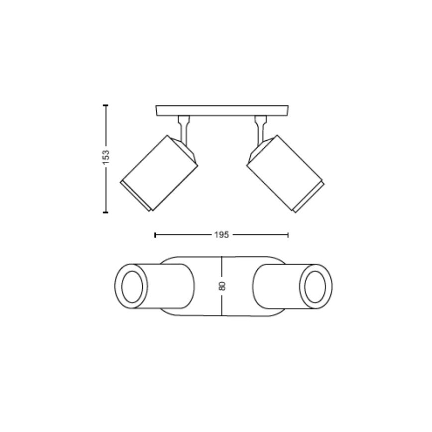 Philips - LED RGBW Точковий світильник з регулюванням яскравості Hue FUGATO 2xGU10/4,2W/230V 2000-6500K чорний