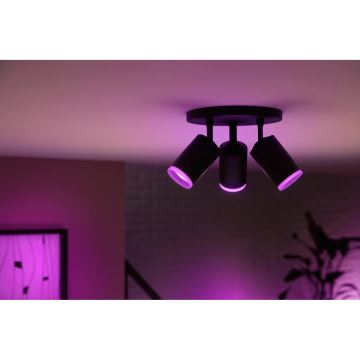 Philips - LED RGBW Точковий світильник з регулюванням яскравості Hue FUGATO 3xGU10/4,2W/230V 2000-6500K чорний