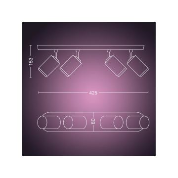 Philips - LED RGBW Точковий світильник з регулюванням яскравості Hue FUGATO 4xGU10/4,2W/230V 2000-6500K чорний