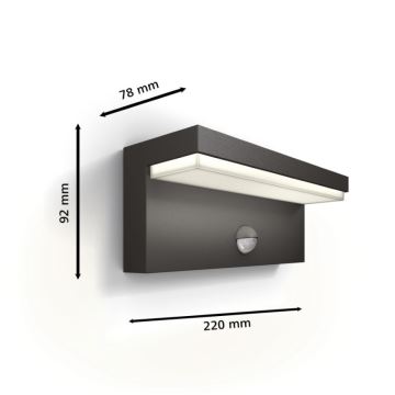 Philips - LED Вуличний настінний світильник з датчиком BUSTAN LED/3,8W/230V IP44