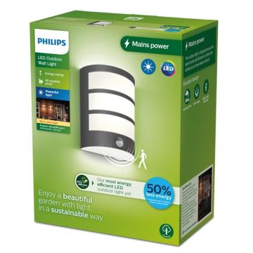 Philips - LED Вуличний настінний світильник з датчиком PYTHON LED/3,8W/230V IP44