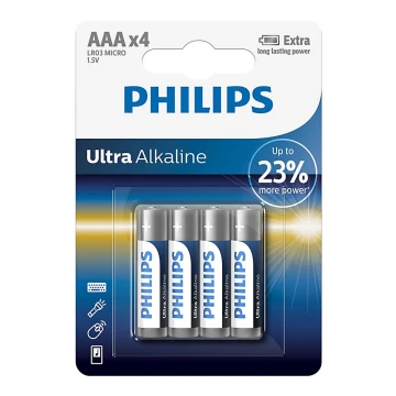 Philips LR03E4B/10 - 4 шт. Лужна батарея AAA ULTRA ALKALINE 1,5V 1250mAh