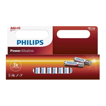 Philips LR03P12W/10 - 12 шт. Лужна батарея AAA POWER ALKALINE 1,5V 1150mAh