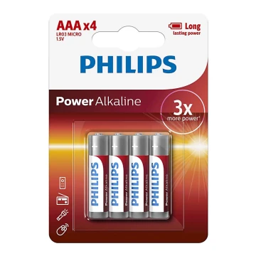 Philips LR03P4B/10 - Щелочная батарейка AAA POWER ALKALINE 1,5V 1150mAh 4 шт.
