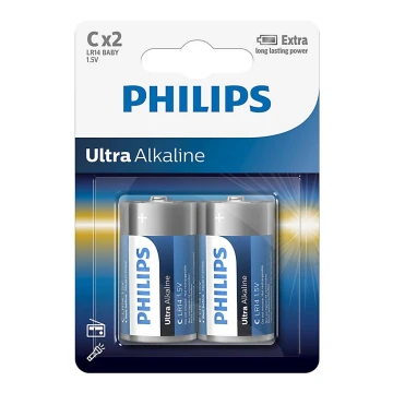 Philips LR14E2B/10 - 2 шт. Лужна батарея C ULTRA ALKALINE 1,5V 7500mAh