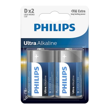 Philips LR20E2B/10 - 2 шт. Лужна батарея D ULTRA ALKALINE 1,5V 15000mAh