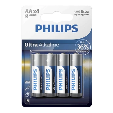 Philips LR6E4B/10 - Щелочная батарейка AA ULTRA ALKALINE 1,5V 2800mAh 4 шт.