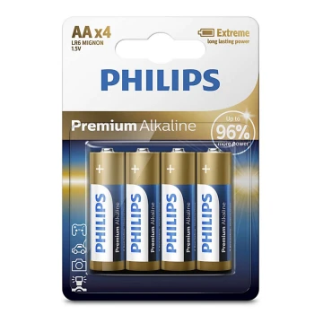Philips LR6M4B/10 - Щелочная батарейка AA PREMIUM ALKALINE 1,5V 3200mAh 4 шт.