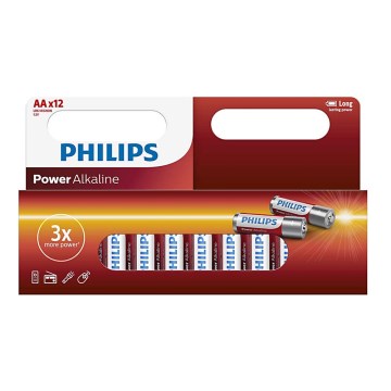 Philips LR6P12W/10 - 12 шт. Лужна батарея AA POWER ALKALINE 1,5V 2600mAh