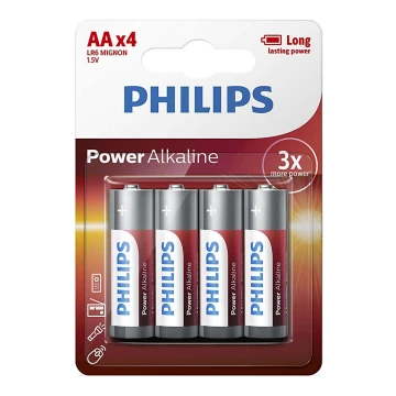 Philips LR6P4B/10 - Щелочная батарейка AA POWER ALKALINE 1,5V 2600mAh 4 шт.