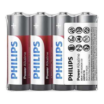 Philips LR6P4F/10 - Щелочная батарейка AA POWER ALKALINE 1,5V 2600mAh 4 шт.