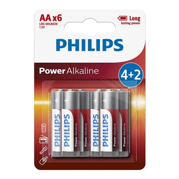 Philips LR6P6BP/10 - 6 шт. Лужна батарея AA POWER ALKALINE 1,5V 2600mAhV