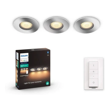 Philips - НАБОР 3x Светодиодный светильник для ванной комнаты с регулированием яркости Hue ADORE 1xGU10/5W/230V IP44 + пульт ДУ