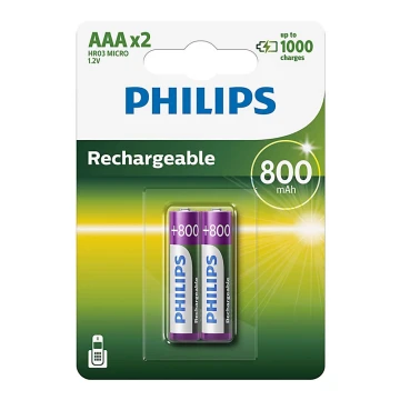 Philips R03B2A80/10 - 2 шт. Акумулятор AAA MULTILIFE NiMH/1,2V/800 mAh