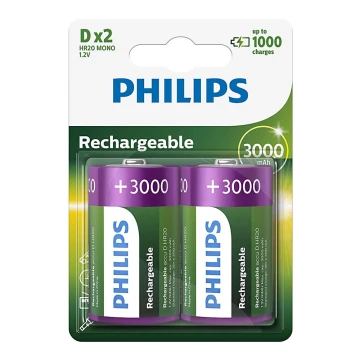 Philips R20B2A300/10 - 2 шт. Акумулятор D MULTILIFE NiMH/1,2V/3000 mAh