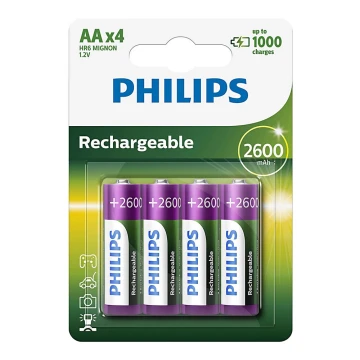 Philips R6B4B260/10 - Аккумуляторные батарейки AA MULTILIFE NiMH/1,2V/2600 мАч 4 шт.