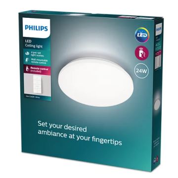 Philips - Светодиодный потолочный светильник с регулированием яркости LED/24W/230V 2700-6500K + дистанционное управление