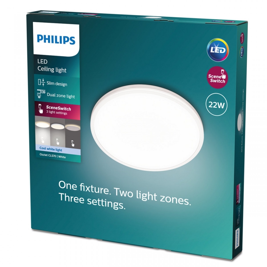 Philips - Светодиодный потолочный светильник с регулированием яркости SCENE SWITCH LED/22W/230V диаметр 40 см 4000K белый