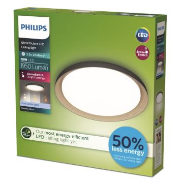 Philips - Светодиодный потолочный светильник с регулированием яркости PEBBLO SCENE SWITCH LED/10W/230V 4000K черный