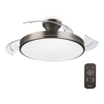 Philips - Светодиодный потолочный светильник с вентилятором BLISS LED/35W/230V 5500/4000/2700K никель + дистанционное управление