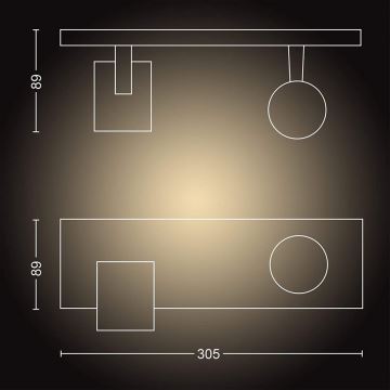 Philips - Светодиодный точечный светильник с регулированием яркости Hue RUNNER 2xGU10/4,2W/230V 2200-6500K + дистанционное управление белый