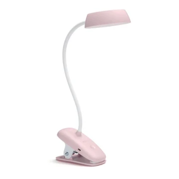 Philips - Світлодіодна лампа з затискачем та регулюванням яскравості DONUTCLIP LED/3W/5V CRI 90 / 1200 mAh рожева