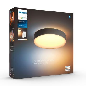 Philips - Світлодіодний стельовий світильник з регулюванням яскравості Hue LED/19,2W/230V 2200-6500K діаметр 381 мм чорний + пульт дистанційного керування