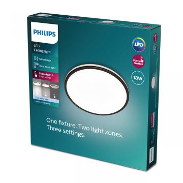 Philips - Світлодіодний стельовий світильник з регулюванням яскравості SCENE SWITCH LED/18W/230V діаметр 30 см 4000K чорний