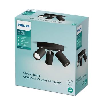 Philips - Точечный светильник для ванной комнаты IDRIS 3xGU10/5W/230V IP44 черный