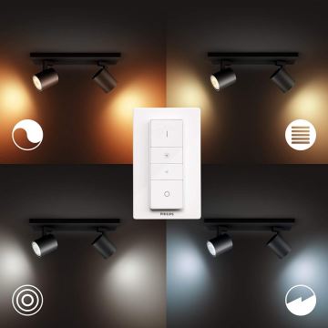 Philips - Точковий LED світильник з регулюванням яскравості Hue RUNNER 2xGU10/4,2W/230V 2200-6500K + пульт дистанційного керування білий