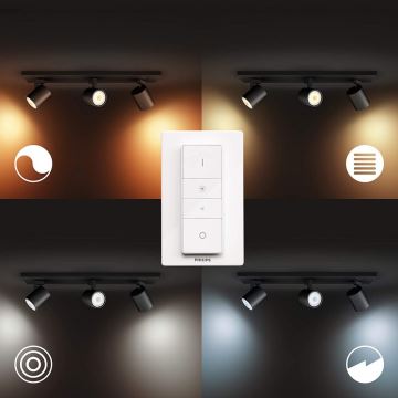 Philips - Точковий LED світильник з регулюванням яскравості Hue RUNNER 3xGU10/4,2W/230V 2200-6500K + пульт дистанційного керування чорний