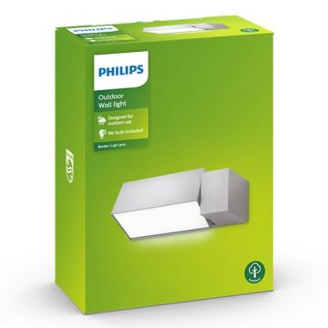 Philips - Уличный настенный светильник BORDER 1xE27/23W/230V IP44 серый