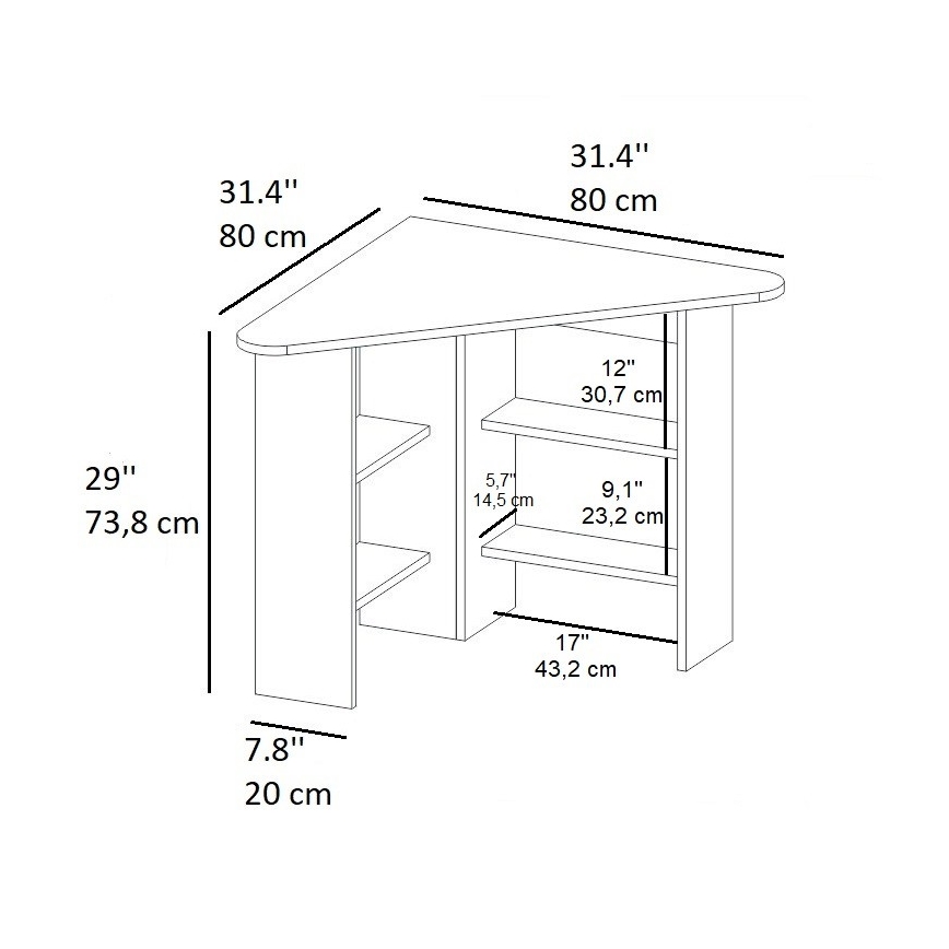 Письменный стол CORNER 73,8x80 см антрацит