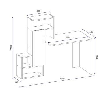 Письменный стол с полкой IRMAK 119x138,6 см белый/антрацит