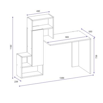 Письменный стол с полкой IRMAK 119x138,6 см белый