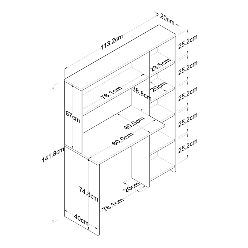 Письменный стол с полкой RANI 113,2x141,8 см коричневый