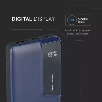 Power Bank з дисплеєм 10000mAh/3,7V синя