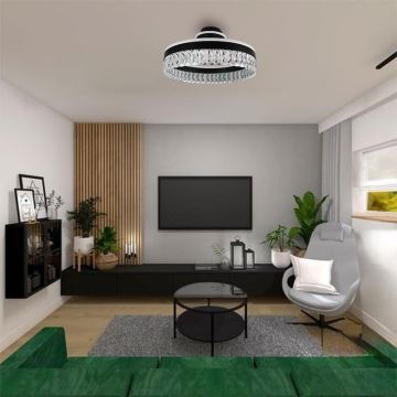 Пристельова LED кришталева люстра з регулюванням яскравості LED/75W/230V 3000-6500K чорний + пульт дистанційного керування