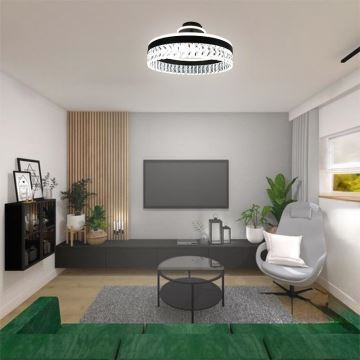 Пристельова LED кришталева люстра з регулюванням яскравості LED/75W/230V 3000-6500K чорний + пульт дистанційного керування