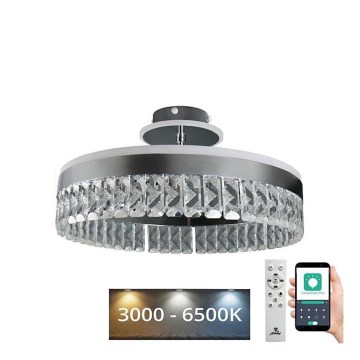 Пристельова LED кришталева люстра з регулюванням яскравості LED/75W/230V 3000-6500K хром + пульт дистанційного керування