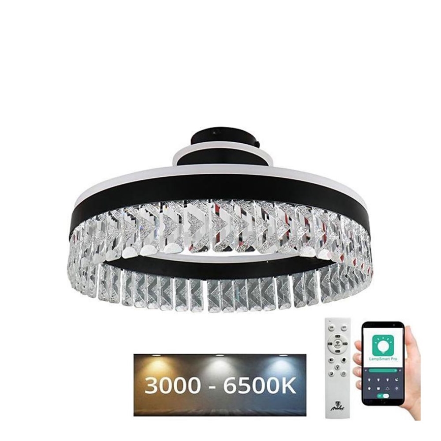 Пристельова LED кришталева люстра з регулюванням яскравості LED/75W/230V 3000-6500K чорний + пульт дистанційного керування