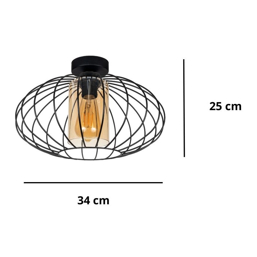 Пристельова люстра CORRINI 1xE27/60W/230V діаметр 34 см чорний/бежевий