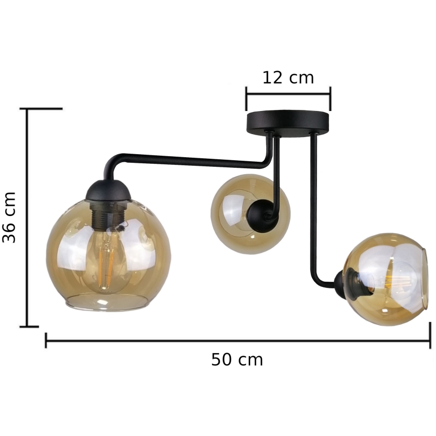 Пристельова люстра MONDE BLACK 3xE27/60W/230V