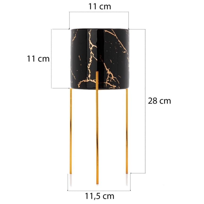 Подставка для цветов NILA 28x11 см черный/золотистый