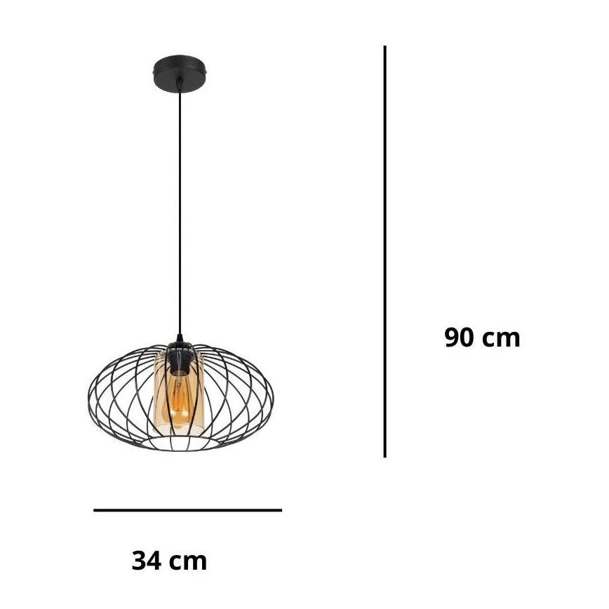 Подвесная люстра CORRINI 1xE27/60W/230V диаметр 34 см черный/бежевый