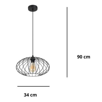 Подвесная люстра CORRINI 1xE27/60W/230V диаметр 34 см черный/прозрачный