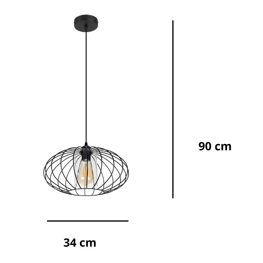 Подвесная люстра CORRINI 1xE27/60W/230V диаметр 34 см черный/прозрачный