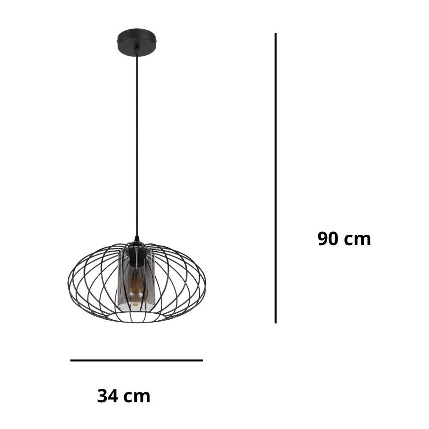 Подвесная люстра CORRINI 1xE27/60W/230V диаметр 34 см черный/серый