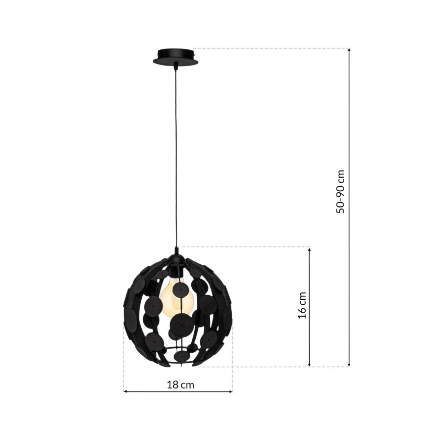 Подвесная люстра GAIA 1xE27/60W/230V черный диаметр 18 см